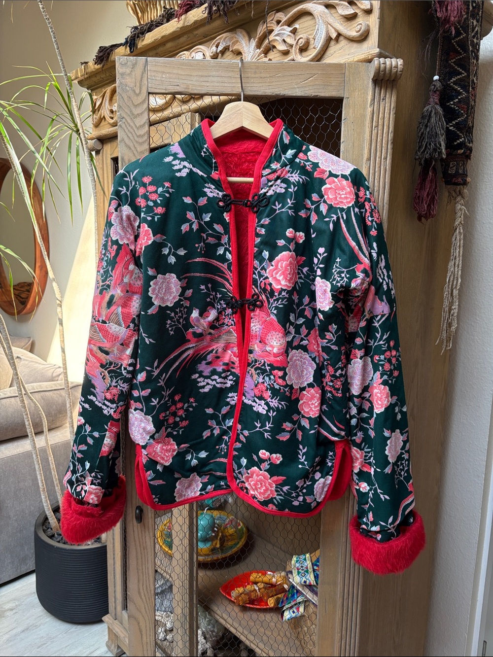 Vintage Floral Print Chinese Style Jacket